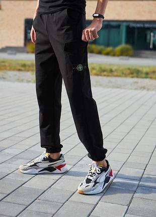 Мужские спортивные штаны stone island черные весенние осенние брюки стон айленд хлопковые xxl (bon)