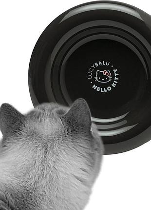 Миска для кішок lucybalu x hello kitty порцелянова миска призначена для води 15 x 15 см (сірий)