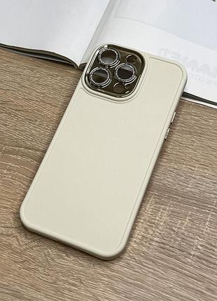 Силиконовый чехол на iphone 14 pro max белый молочный цвет с защитой камеры full camera