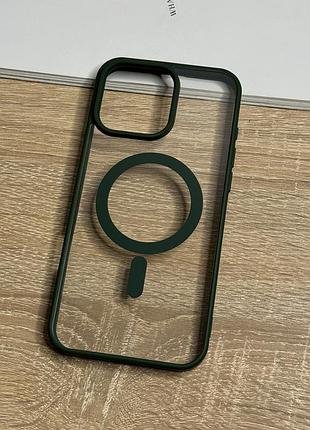 Чохол на iphone 16 pro max з magsafe прозорий ударостійкий tpu anti-drop 4. зелений