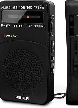 Prunus j-166 am fm портативне транзисторне радіо на батарейках із підсвіткою і заднім затискачем