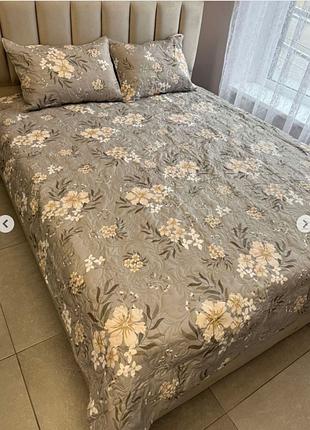 Набір стьобане покривало бавовна євро 200x230 koloco і наволочки 50x70 для спальні