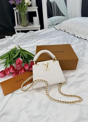 Louis vuitton capucines mini white with gold