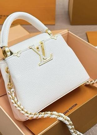 Louis vuitton capucines mini white with gold 2