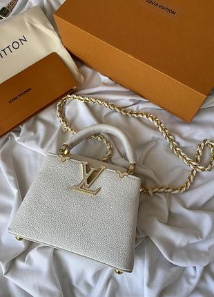 Louis vuitton capucines mini white with gold 3