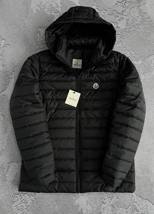 Мужская куртка moncler черная с капюшоном до 0°с весенняя осенняя (b)