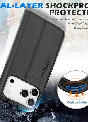Чохол для iphone 17 pro max shieldon шкіряний чохол-книжка для телефона iphone 17 pro max 6