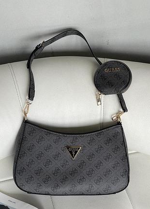 Женская сумка багет guess noelle 2в1 серая маленькая гесс на плечо (b)