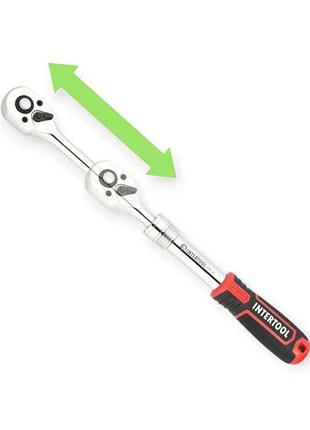 Трещетка телескопическая с квадратом 3/8" 72 зуба 228-327 мм crv intertool