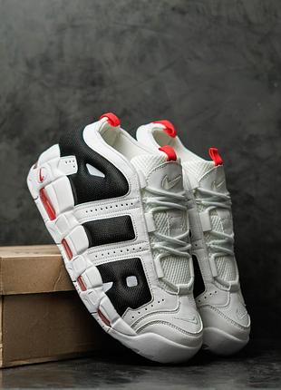 Кроссовки nike air more uptempo low white black red