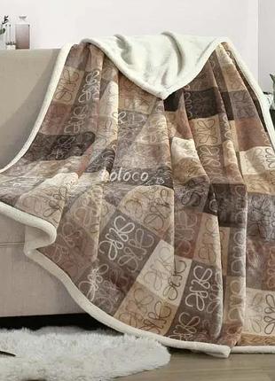 Покрывало из велюра на овчине евро 200×220 теплое