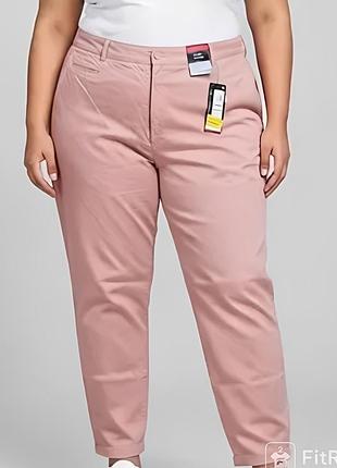 Коттоновые брюки чинос батал пудрового цвета m&amp;s 💛🌸💛