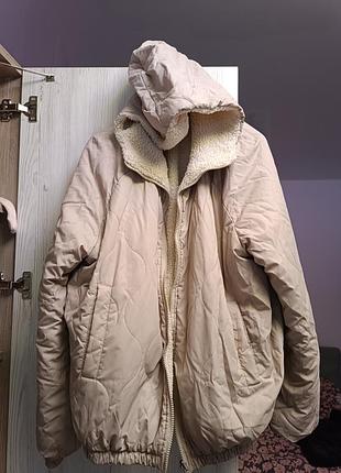 Куртка теплая двусторонняя, мягкая с капюшоном 2