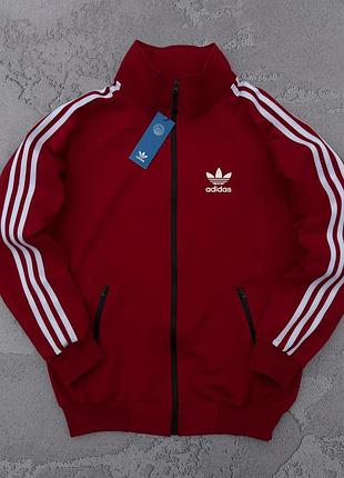 Мужская кофта adidas красная без капюшона на молнии спортивная олимпийка адидас xl (bon)