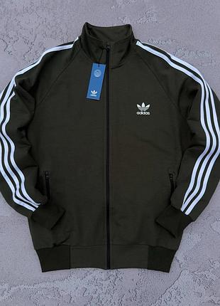 Мужская кофта adidas хаки без капюшона на молнии спортивная олимпийка адидас s (bon)