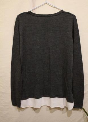 Акриловый свитер тонкой вязки с шифоновым низом2 фото