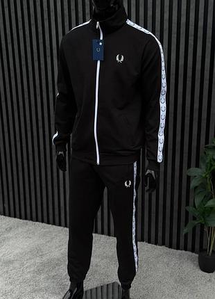 Мужской костюм fred perry кофта штаны носки с лампасами черный комплект фред перри весенний xxl (b)