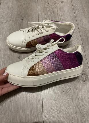 Kurt geiger london оригінал жіночі шкіряні кеди в стрази 38р/24см