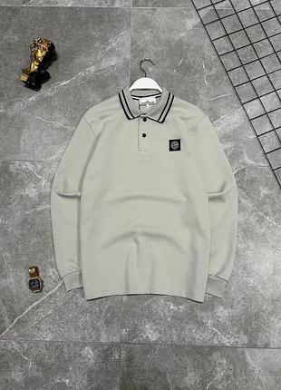 Мужской свитер серый stone island с воротником весенний осенний кофта без капюшона стон айленд xxl (b)