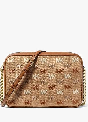 Сумка кросбоді michael kors jet set із соломи, бежева