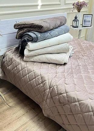 Шанель люкс покрывало стеганое велюровое 160×220 в сумке