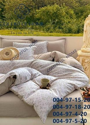 Евро постель colourfull home из натурального вареного хлопка и натяжной простыней
