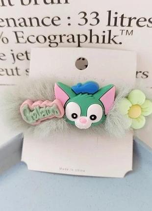 Резинка для волосся хутряна зелений котик