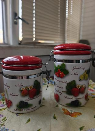 Керамические банки для сыпучих продуктов с бугельным замком (2 шт)