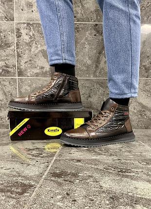 Зимние ботинки casual, кожаные / brown 6