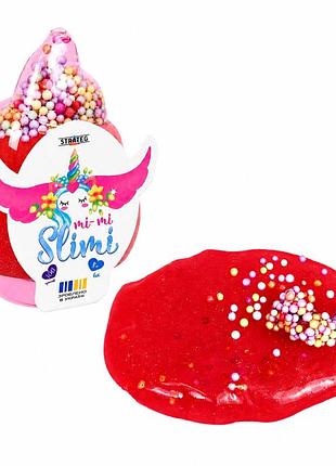Детский слайм mi-mi slimi рожок с шариками 71826st(red) в баночке 100 г