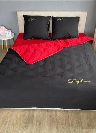 Двоспальний комплект crown 180х220 з ніжного сатину для відпочинку на резинці