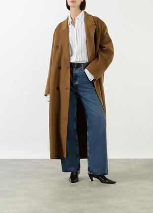Двубортное пальто topshop длины  макси табачного оттенка или кэмел l-xl