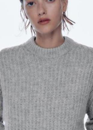 Базовий сірий светр   в'язаний патента  жемчужна резинка zara  9598 / 156