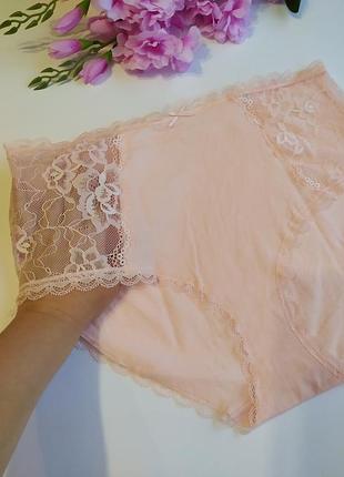 Новые высокие коттоновые трусики с кружевом george, u9 16, eur 44, 2xl