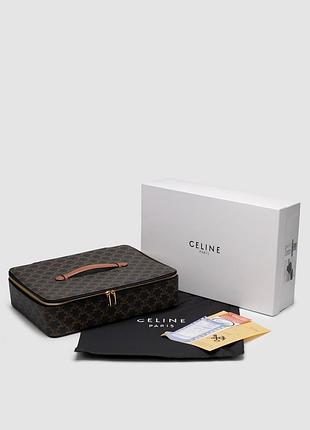 💎 celine top handle large toiletry case in triomphe canvas and calfskin 34 х 9 х 24 см 4