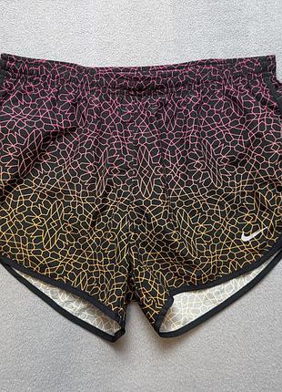 Nike dry-fit tempo женские беговые шорты градиент принт черные s оригинал