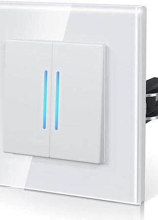 Cтеклянный выключатель 86х86мм 16a bseed echo-m3-2409 двухклавишный выключатель скрытого монтажа