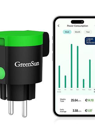 Умная уличная розетка greensun hscb-smt-eu наружная розетка ip44 с таймером и энергометром