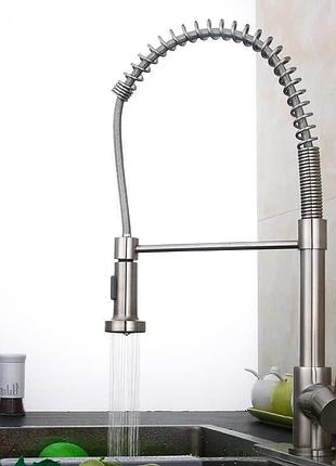 Смеситель для кухни с гибким изливом kitchen faucet однорычажный для горячей и холодной воды для умывальника