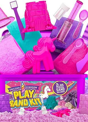 Набор кинитического песка «единорог» girlzone unicorn kingdom play sand kit детский игровой комплект песка для творчества