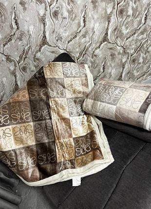 Роскошное утепленное покрывало из велюра на овчине евро 200×220 брендовый стиль
