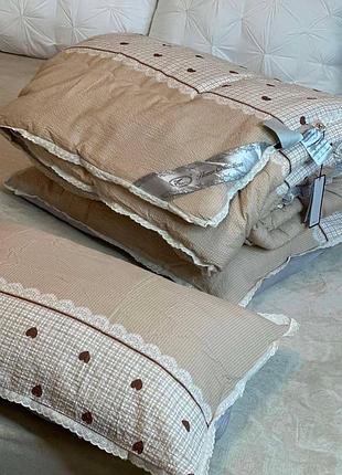 Комплект постільної білизни з ковдрою євро розміру муслін-жатка sofia м’яка жатка