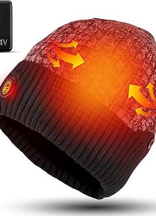 Зимняя шапка с подогревом 7.4v 7000mah jkevow heated beanie hat шапка для холодной погоды с тремя режимами нагрева