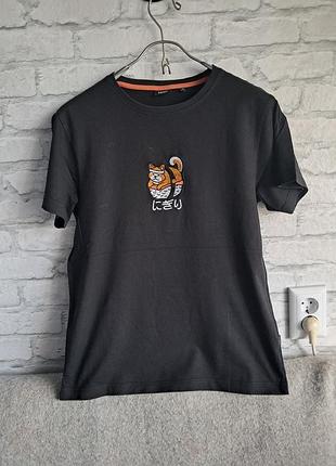 Черный хлопок футболка s
