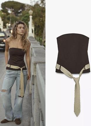 Топ-бандо / корсетний топ без бретелей zara, розмір xs