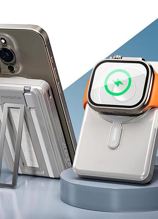 Повербанк 10000mah portentum magnetic wireless power bank mcpb-02 портативный аккумулятор с беспроводной зарядкой
