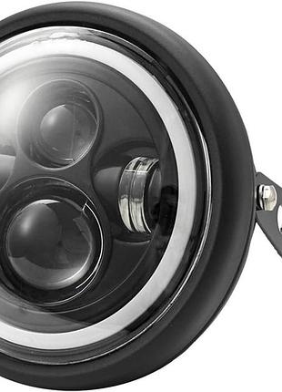 Фара для мотоцикла h4 19 см shkalacar универсальная светодиодная мотоциклетная фара с цветными линзами