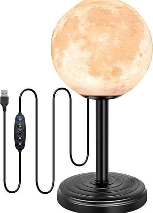Настольная лампа 3d moonlight table lamp usb ночник в форме луны с 5 режимами, лунная лампа на подставке