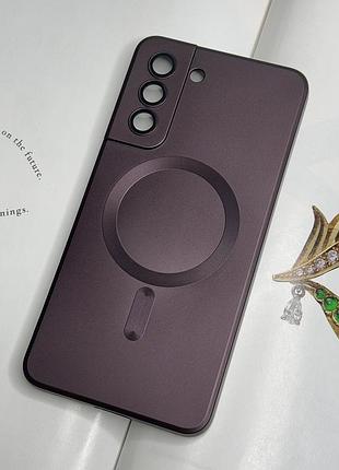 Коричневый силиконовый чехол на samsung galaxy s21 plus с защитой камеры matte full camera