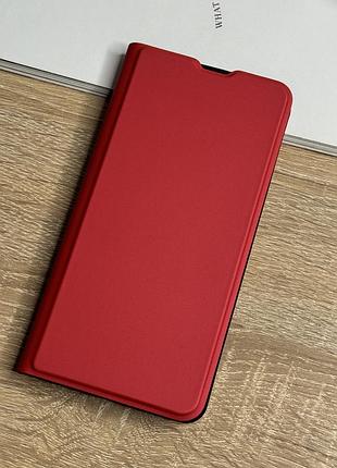 Кожаный чехол книжка на samsung galaxy a25 красного цвета leather design
